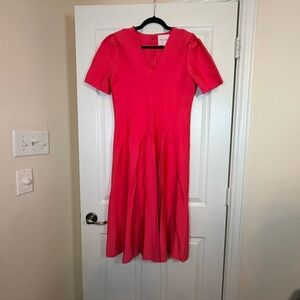 CAROLINA HERRERA - Knit Fit and Flare Salmon Pink Dress